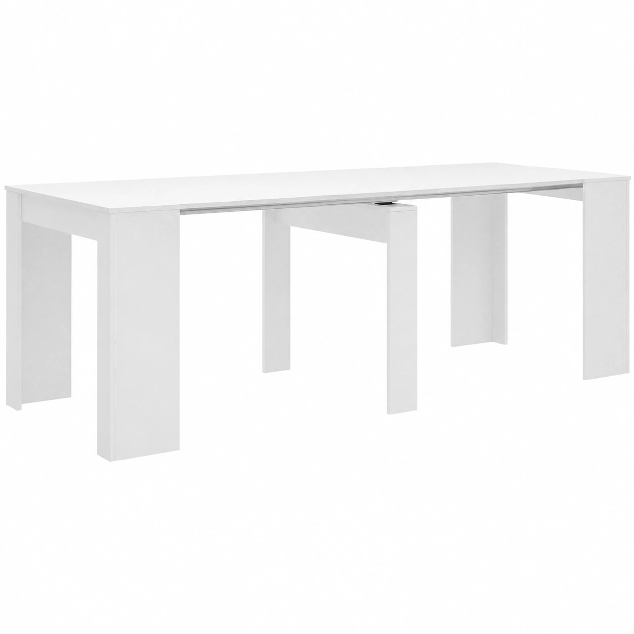 Table console moderne extensible blanche brillant