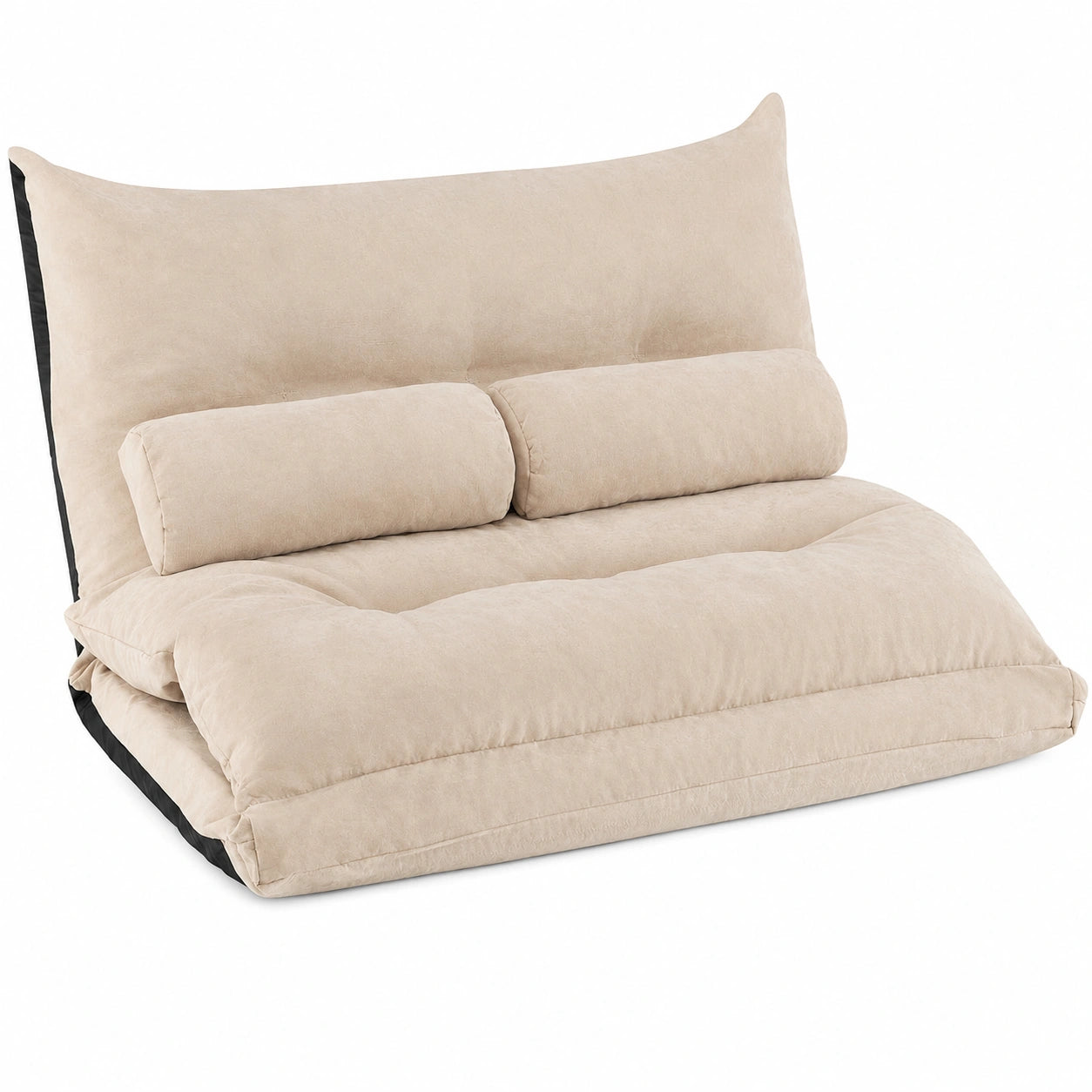 Canapé-lit Pliable avec Dossier Réglable et Oreillers, Sofa Convertible pour Salon et Chambre, Beige