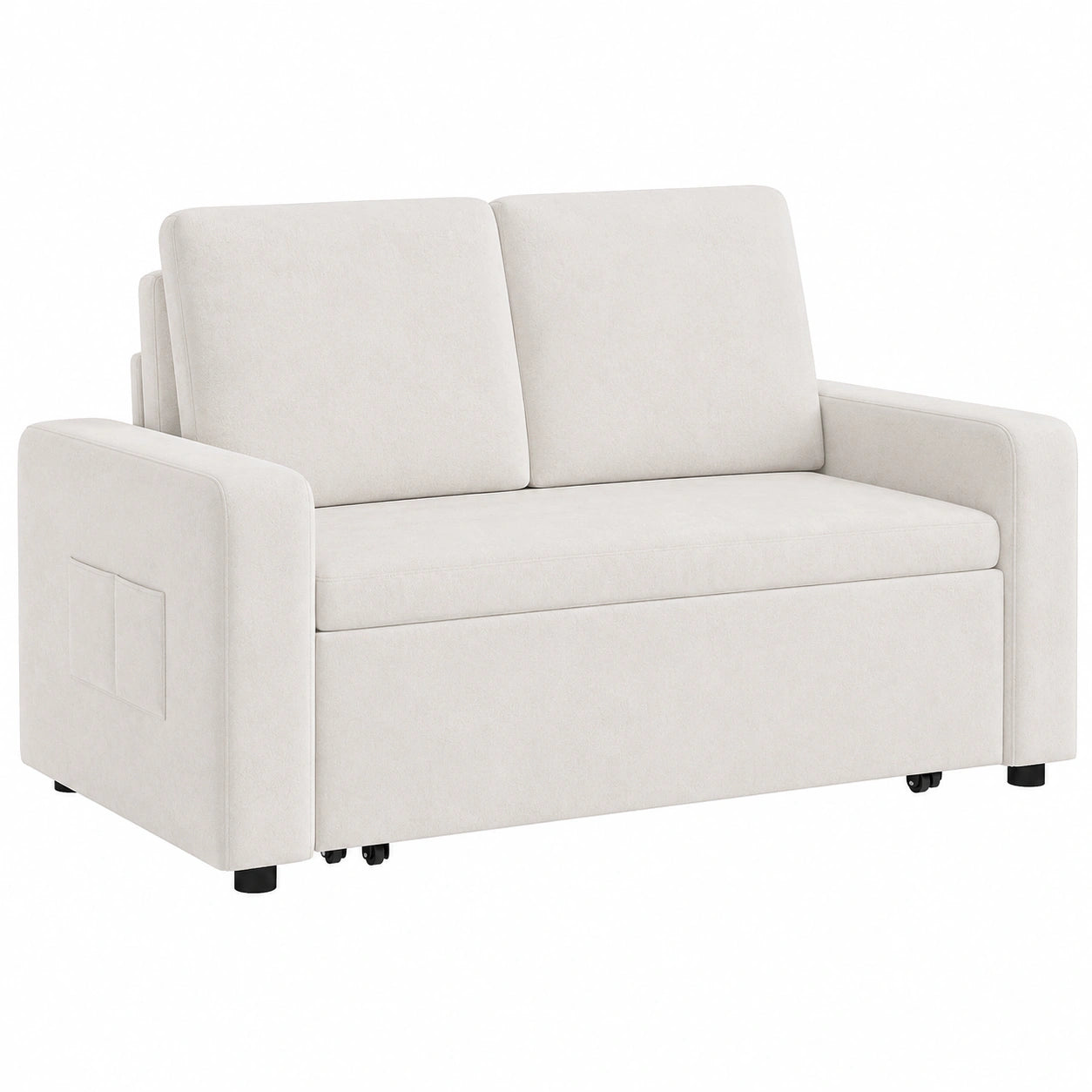 Canapé-lit extensible en velours beige pour 2 personnes