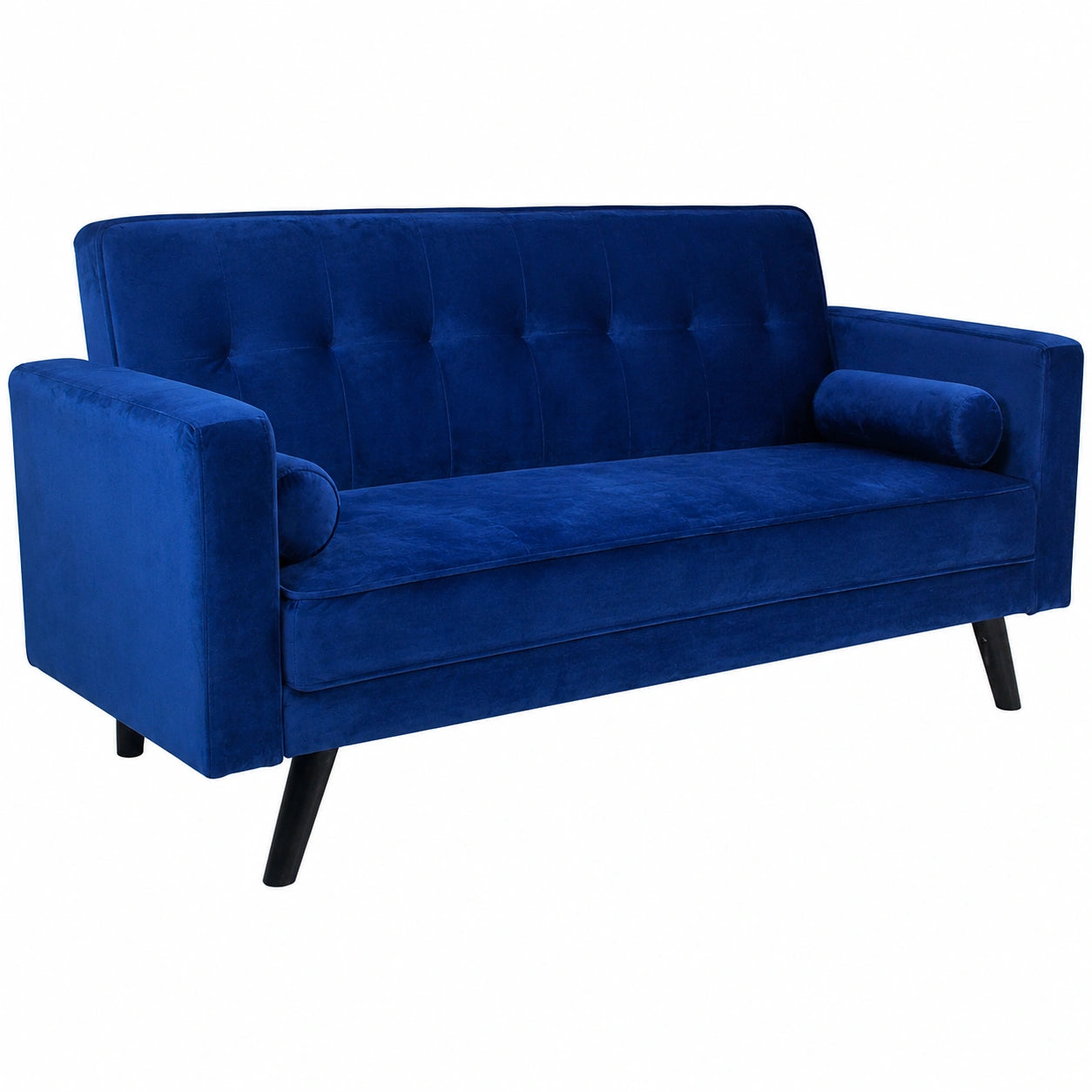 Canapé convertible scandinave 3 places en velours bleu