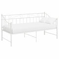 Cadre de Lit Extensible en Métal Blanc 90x200 cm pour Salon et Chambre
