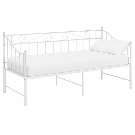 Cadre de Lit Extensible en Métal Blanc 90x200 cm pour Salon et Chambre