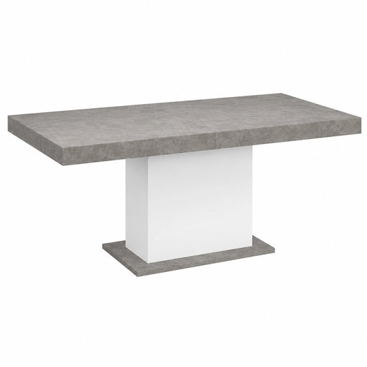 Grande Table à Manger Extensible 6-10 Personnes Béton et Blanc