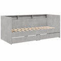 Cadre de Lit de Jour Moderne avec Rangement, Gris Béton 90x190 cm