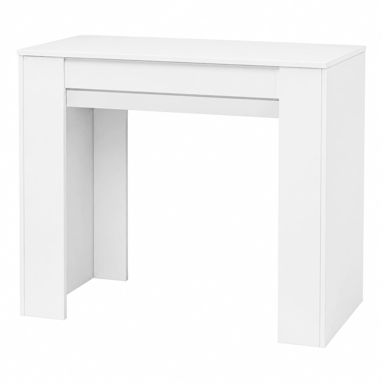 Table Console Extensible Moderne, 50 à 250 cm, Finition Blanche, 12 Places