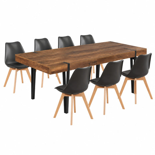 Table à Manger Extensible Rectangle pour 6-10 Personnes, Bois Foncé
