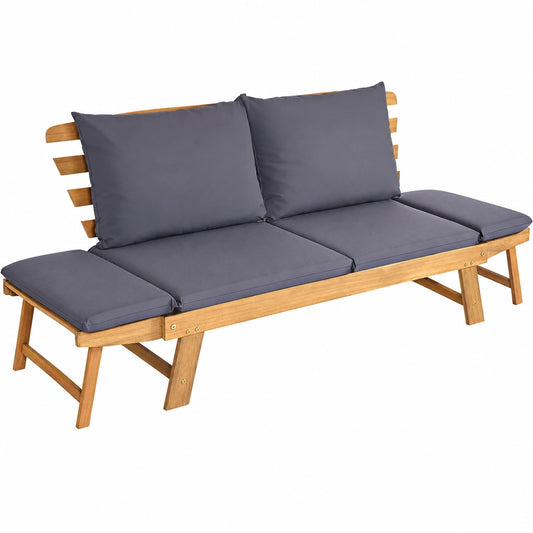 Canapé-lit de jardin convertible pour extérieur avec coussins