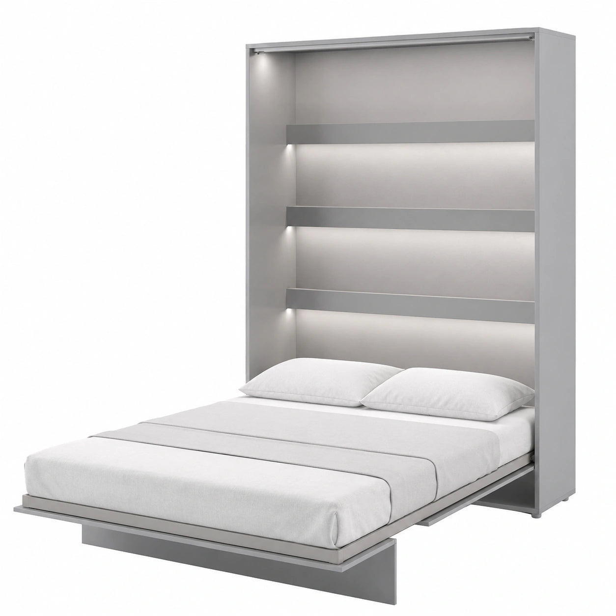 Lit escamotable mural pliant 1 personne gris mat 140x200 cm