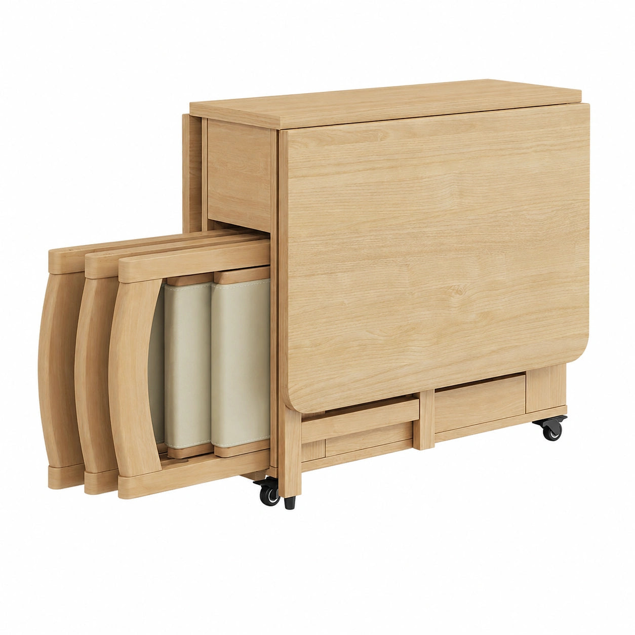 Table pliante en bois avec tiroir de rangement, extensible et portable