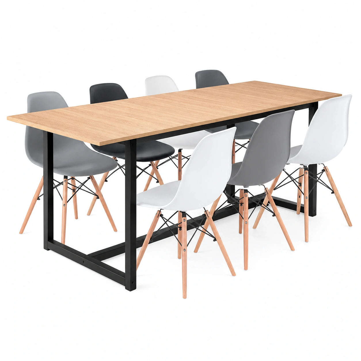 Table à Manger Extensible 6-10 Personnes Design Industriel 160-200 cm