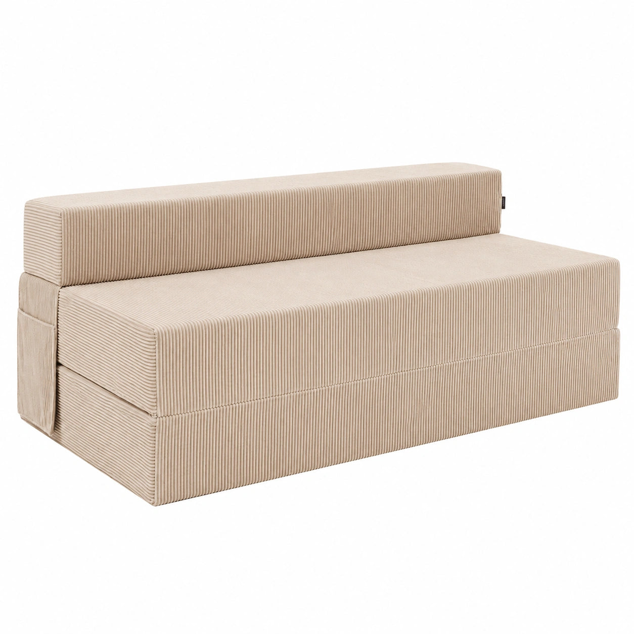 Canapé convertible en velours côtelé beige, lit d'appoint confortable