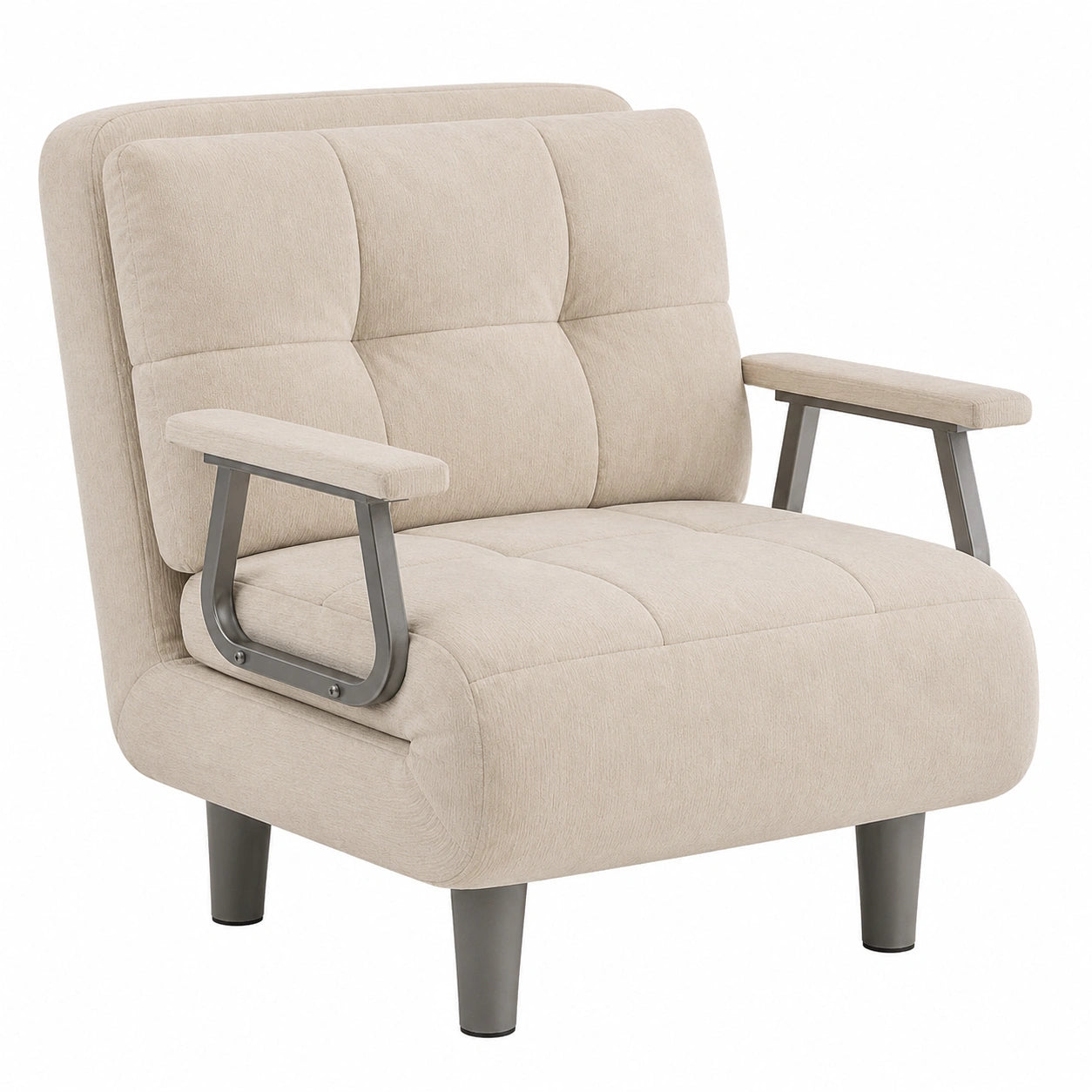Fauteuil Lit Convertible 1 Place Réglable 5 Positions avec Coussin