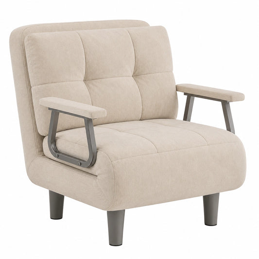 Fauteuil Lit Convertible 1 Place Réglable 5 Positions avec Coussin