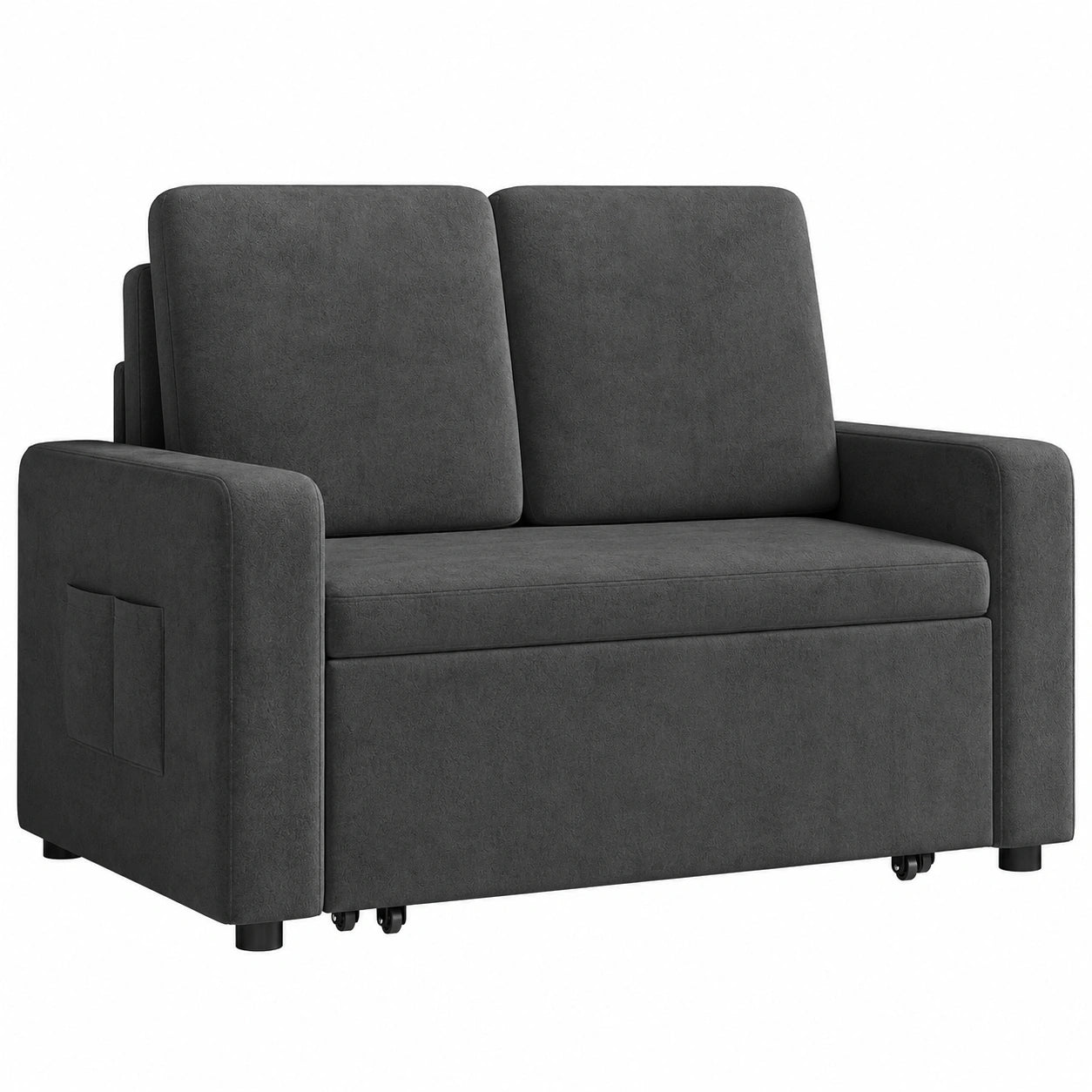 Canapé-lit 2 Places Extensible en Velours Gris