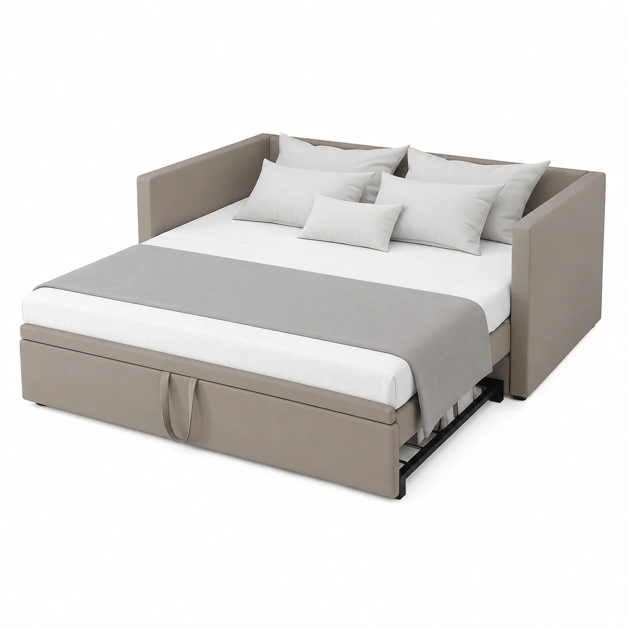 Canapé-lit extensible en velours gris pour deux personnes