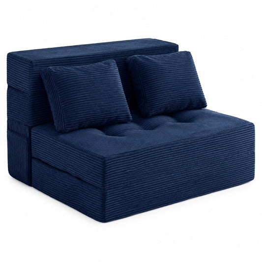 Canapé-lit pliable confortable avec matelas en 4 parties de 15 cm et coussin